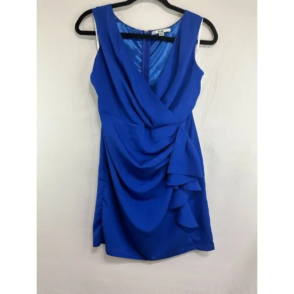 Papaya Women's Faux Wrap Deep V-Neck Mini Dress Size L (Fits Like a S) - Picture 1 of 4